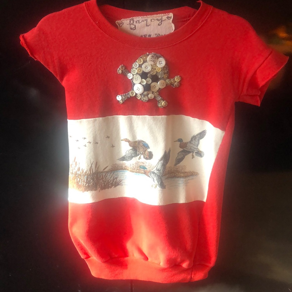 Vintage upcycled skull duck sheatshirt